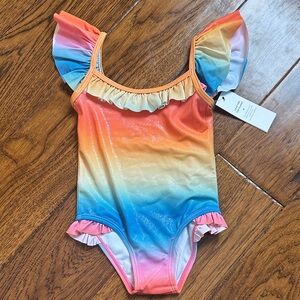 Colorful Ruffled Kids Swimsuit New With Tags